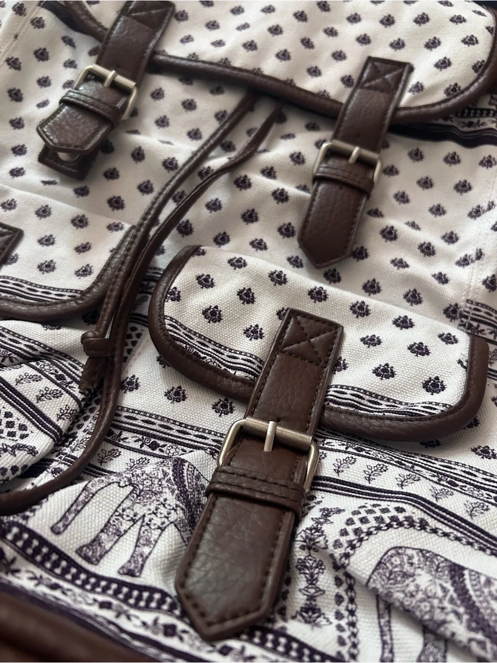 Empyre Boho Elephant Print Canvas Rucksack Backpack, Zumiez, NWT